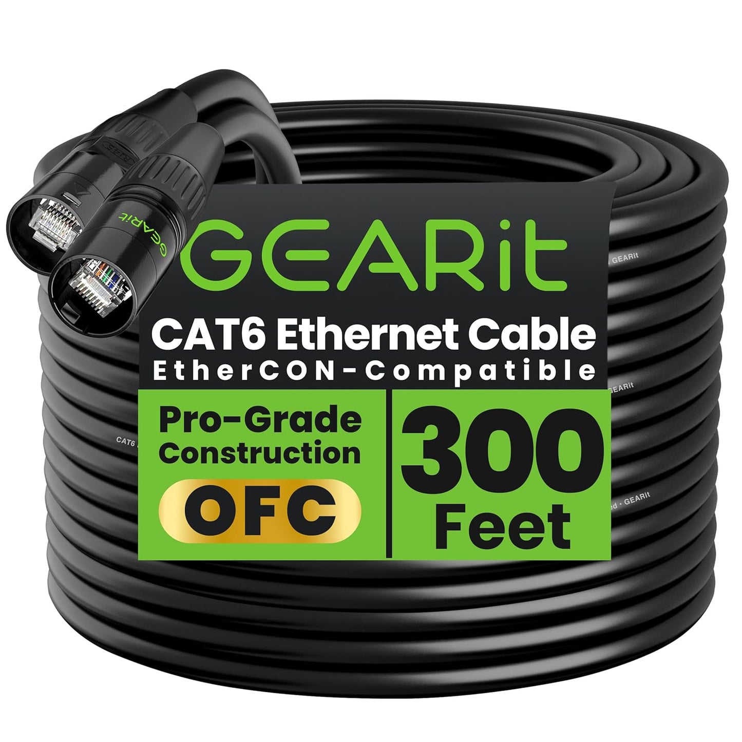 GEARit Shielded CAT6 Ethercon Cable for Pro Audio & Lighting