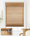 Cordless Bamboo Roman Shades 20in x 64in Squirrel - No Drill Install
