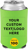 Custom Collapsible Beer Can Coolers 4mm Set of 100 - Lime Green