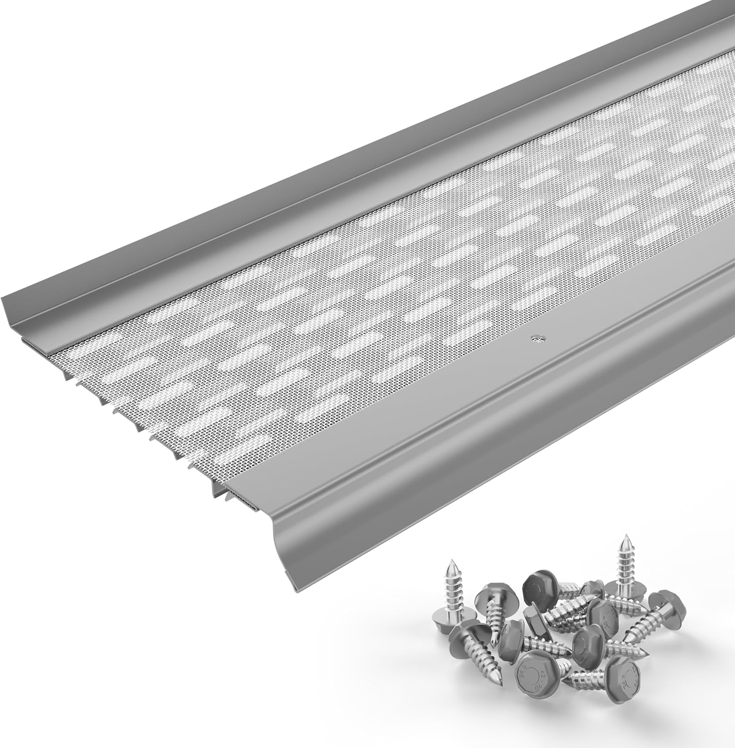 Micromesh Gutter Guards for Leaf Protection - 50 Feet Light Gray
