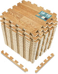 Wood Grain Floor Mats Foam Interlocking Tiles 16 Sq ft - Pine