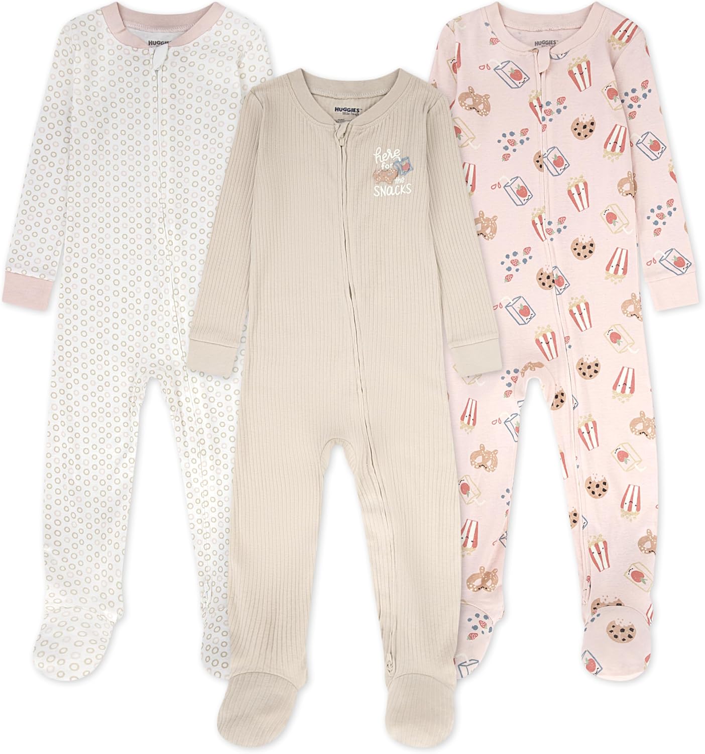 HUGGIES Baby Boys 3-Pack Footed Coverall Pajamas for Comfort