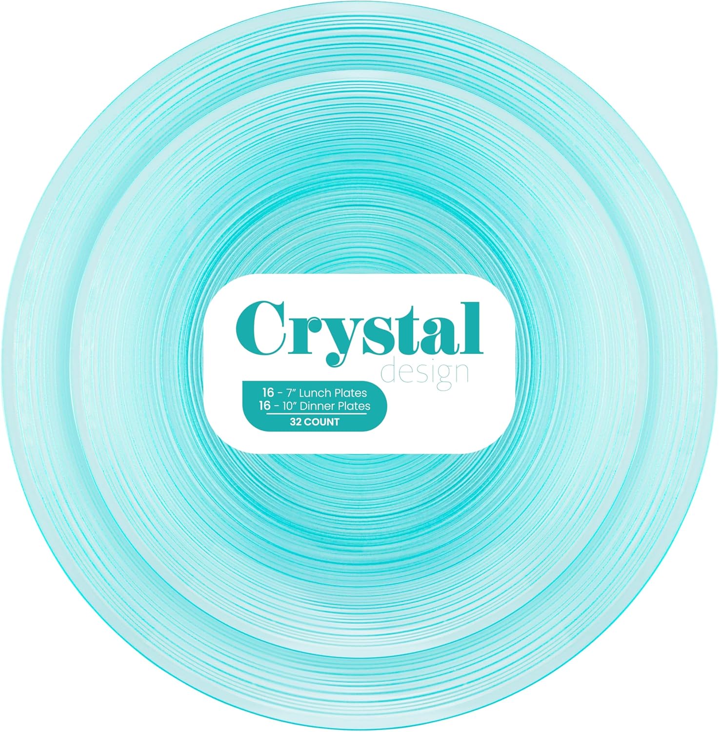 Elegant 64 Pieces Crystal Design Plastic Plates Combo Pack