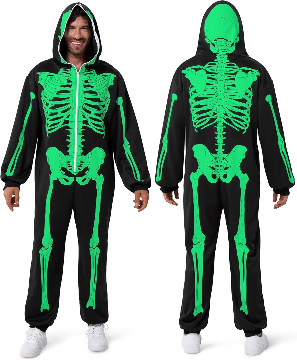 Glow in the Dark Skeleton Pajama Jumpsuit for Halloween Fun