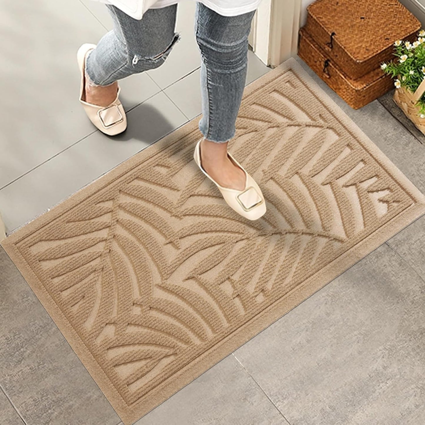 Absorbent Resist Dirt Welcome Door Mat for Indoor Outdoor Use