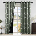 100% Blackout Greyish Green Curtain Panels - Noise Reducing Insulated