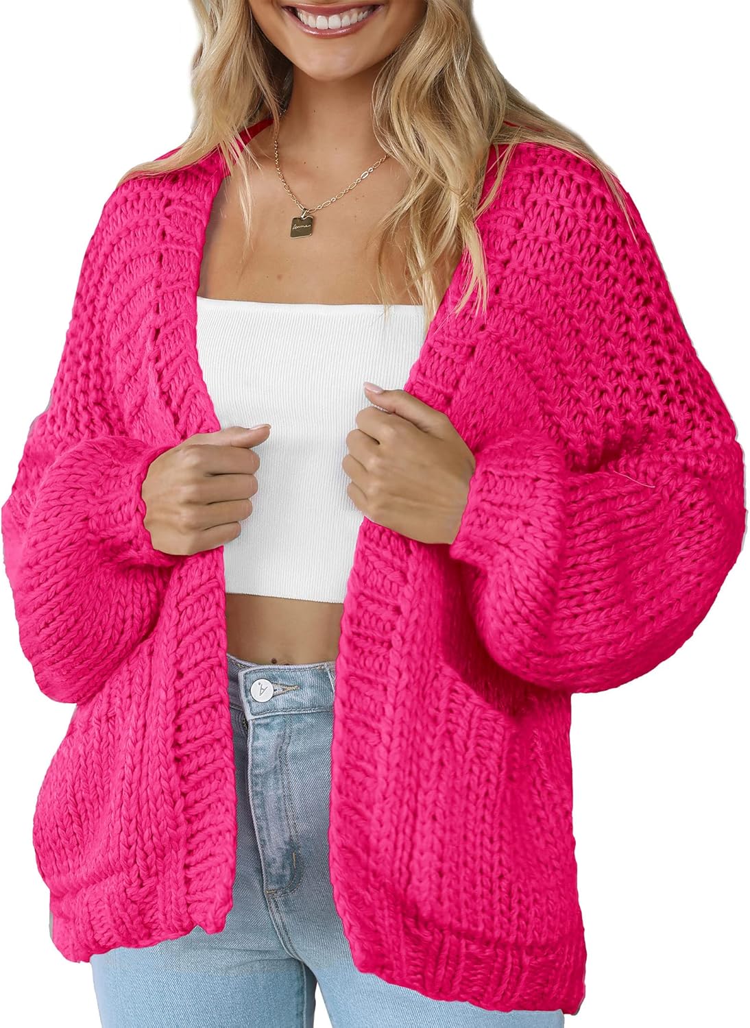 Women's Cardigan Soft Pocketed Long Sleeves Casual Sweater