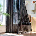 Deeprove Black Boho Curtains 84 in Long with Tassel - Semi Blackout