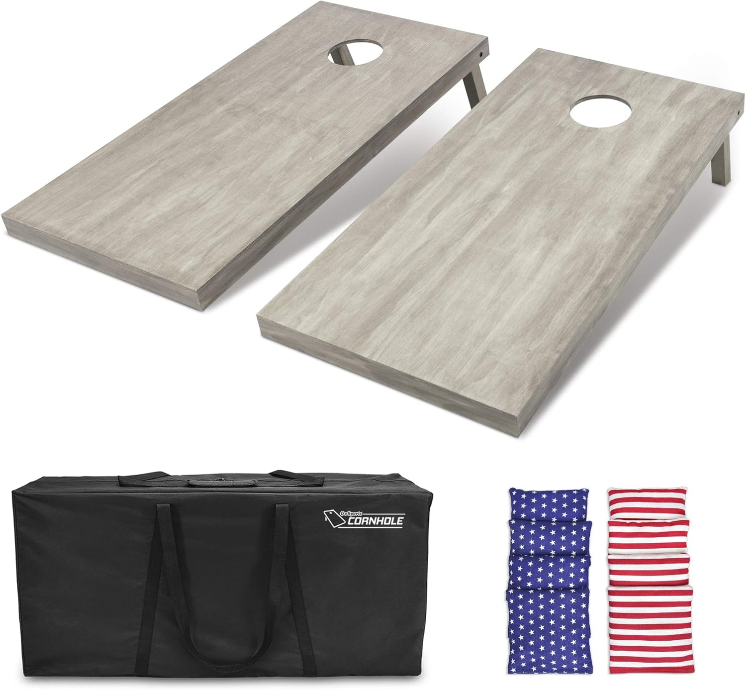 GoSports 4 ft x 2 ft Wooden Cornhole Boards Set with Bags