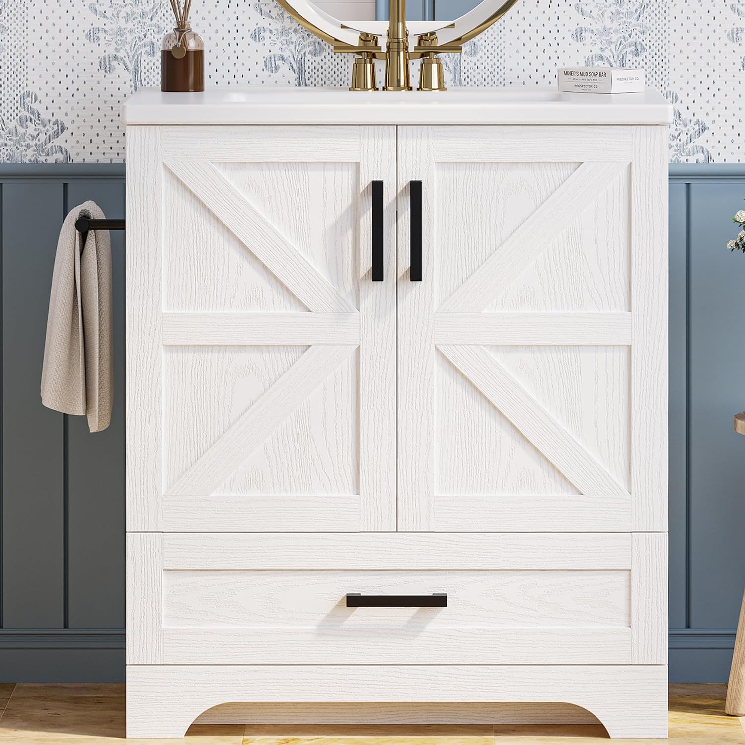 IRONCK 30 Bathroom Vanity with Sink - Farmhouse Style Fixture