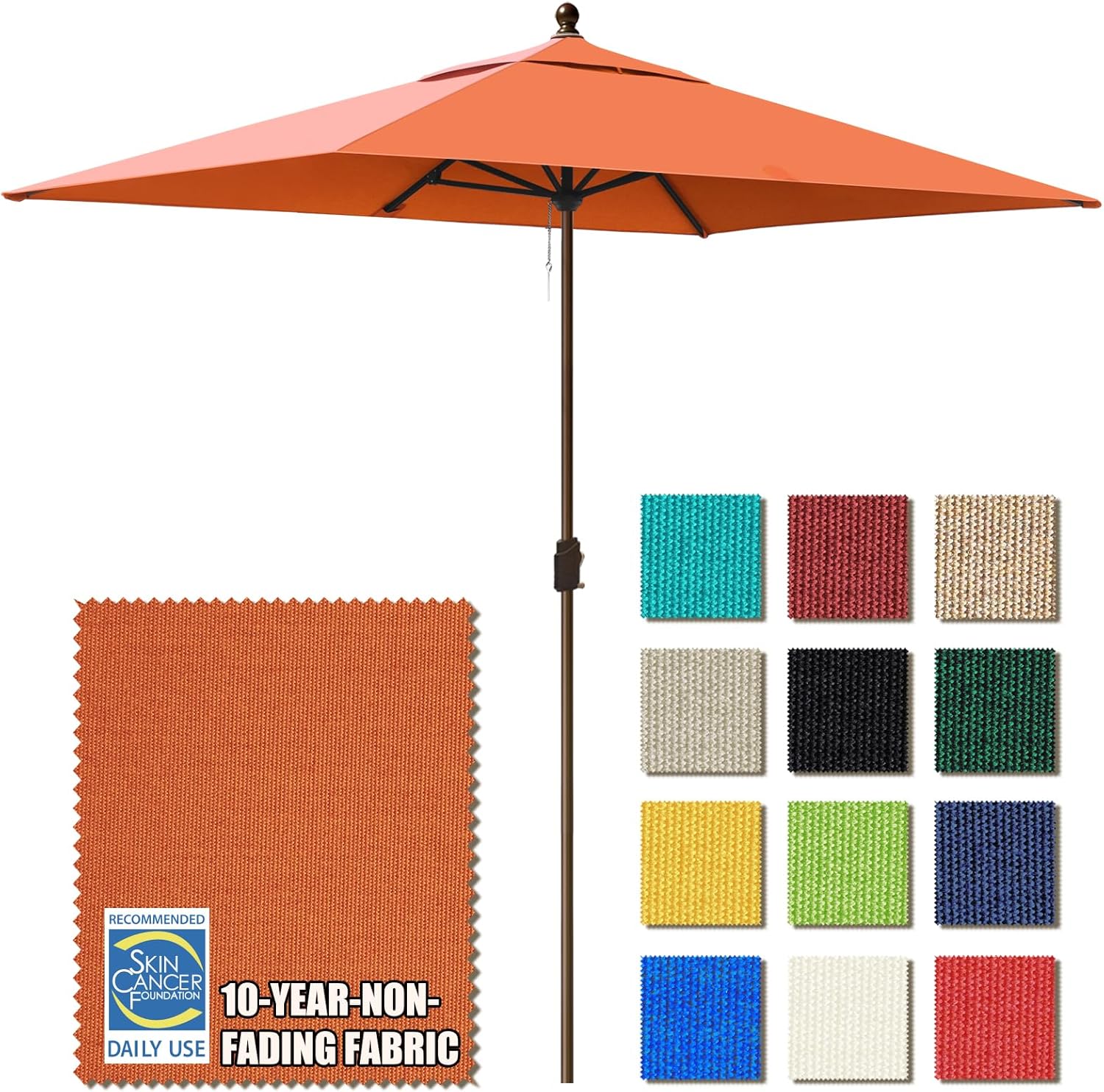 EliteShade USA 10-Year Non-Fading 6.5x10Ft Umbrella