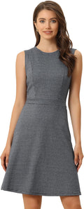 Allegra K Women's Houndstooth Sleeveless Dress for Professional Wear