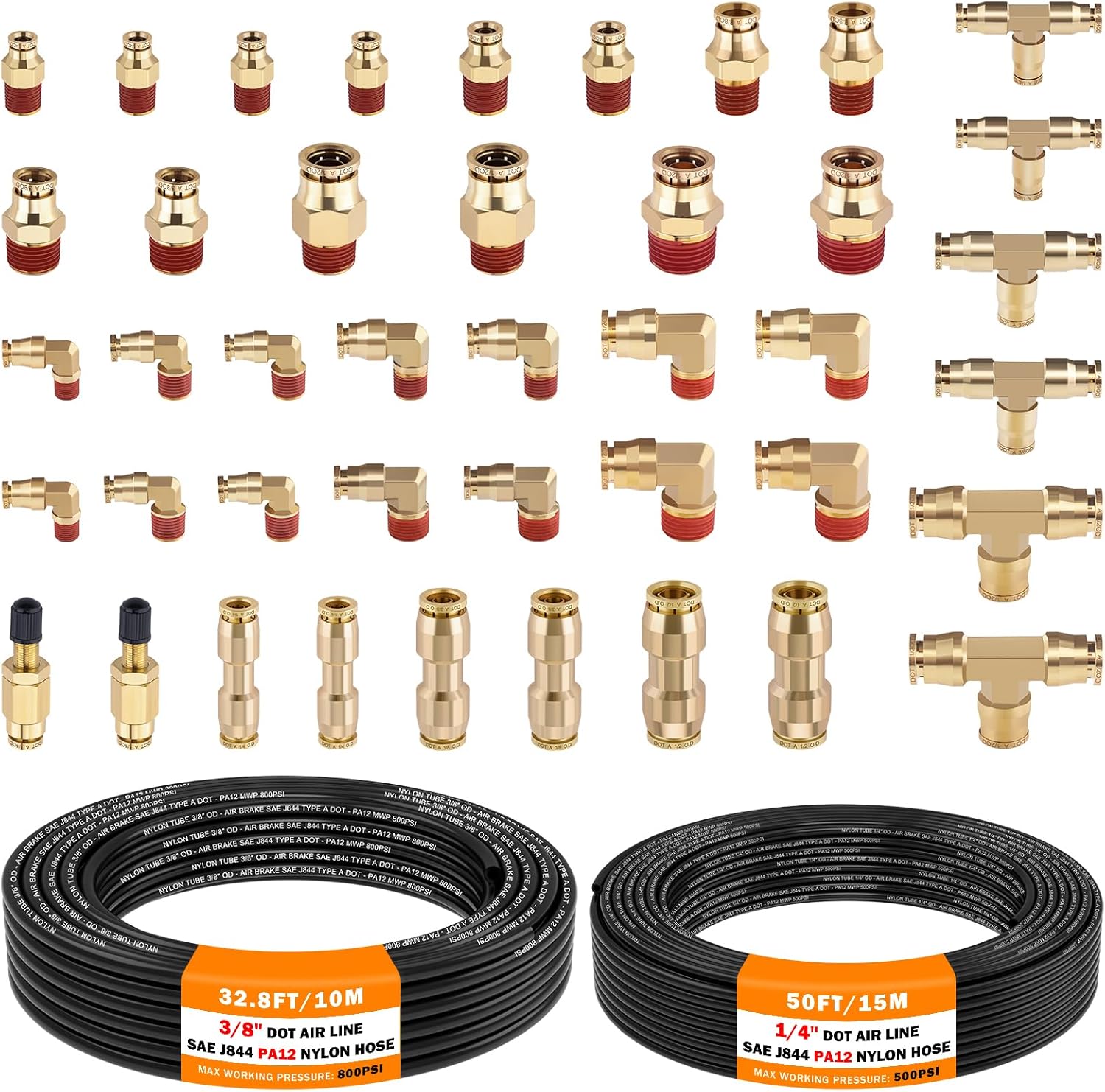 CheeMuii 43 Pcs Brass DOT Air Line Fittings & Hose Kit Review