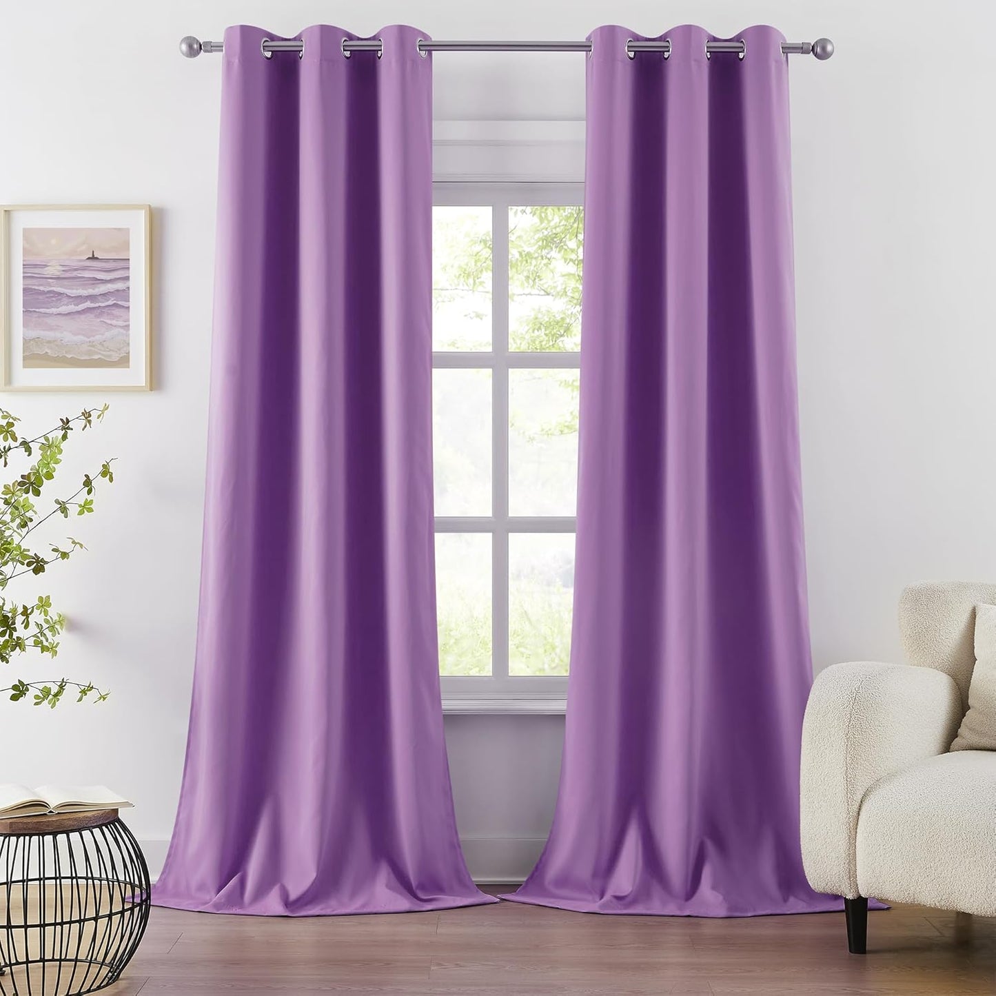 DUALIFE Amethyst Orchid Purple Blackout Curtain Panels for Home