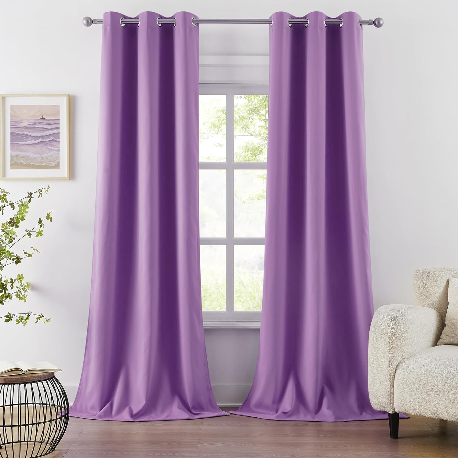DUALIFE Amethyst Orchid Purple Blackout Curtain Panels for Home