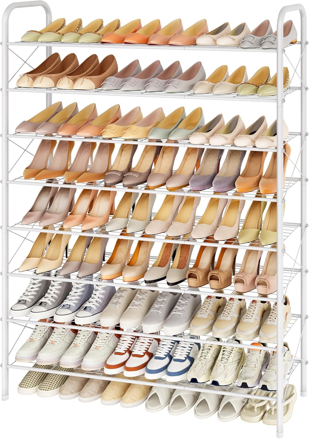 8 Tier Shoe Rack for Closet - Durable Mesh Style Organizer