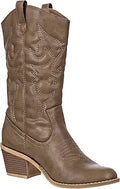 Women's Modern Western Cowboy Boot - Embroidered Mid-Calf Style