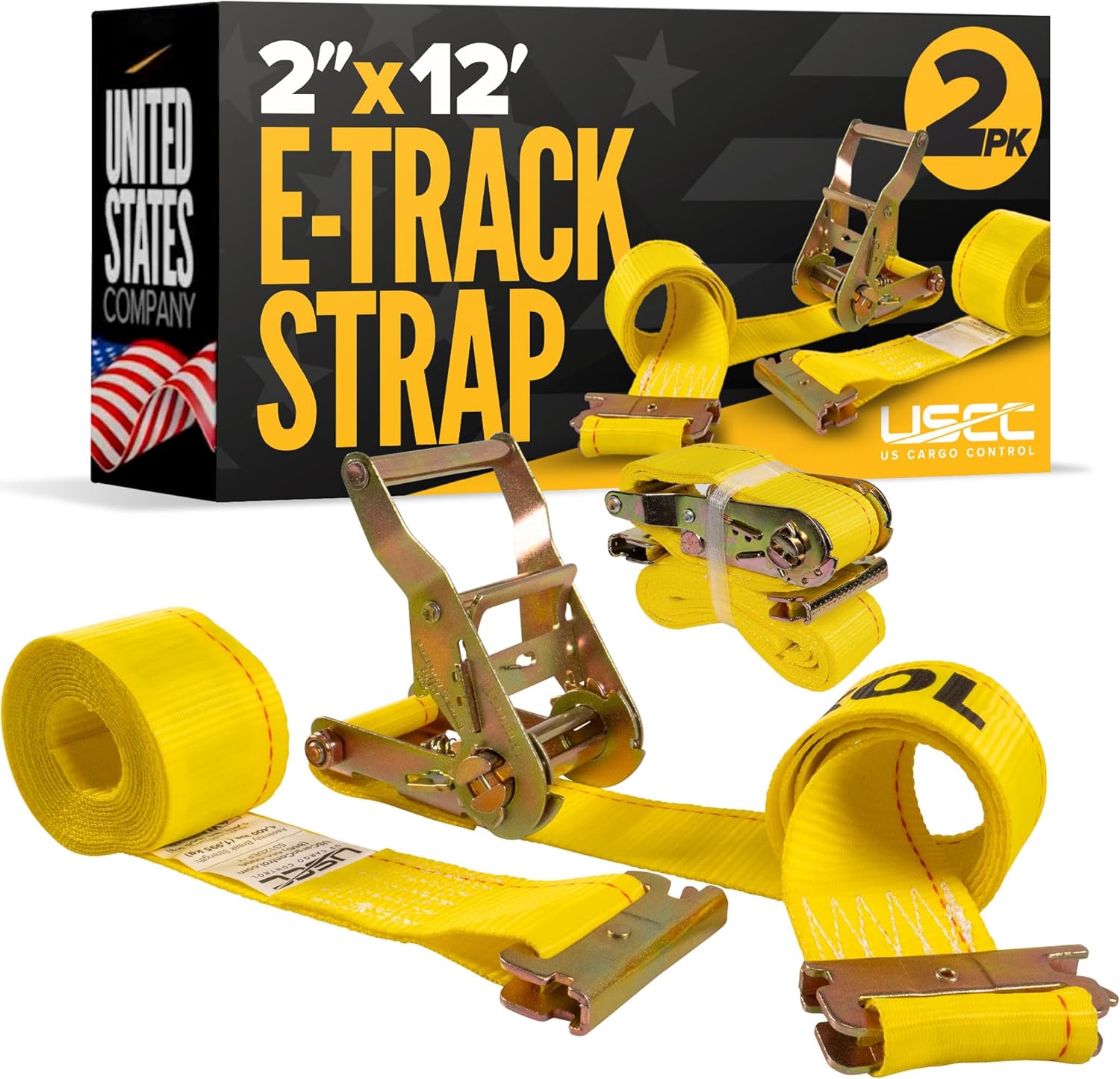 E-Track Ratchet Straps 2-Pack for Heavy Duty Cargo Control