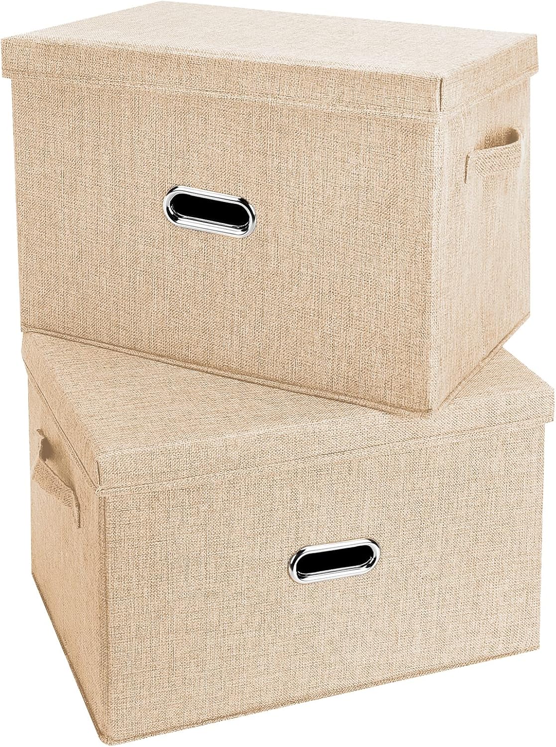 Large Linen Fabric Foldable Storage Bins for Home Organization