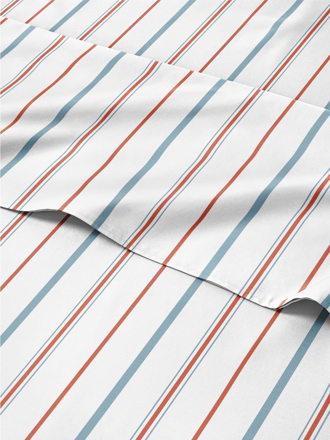 Striped Sheets Set - Red & Blue Ultra-Soft Queen Bedding