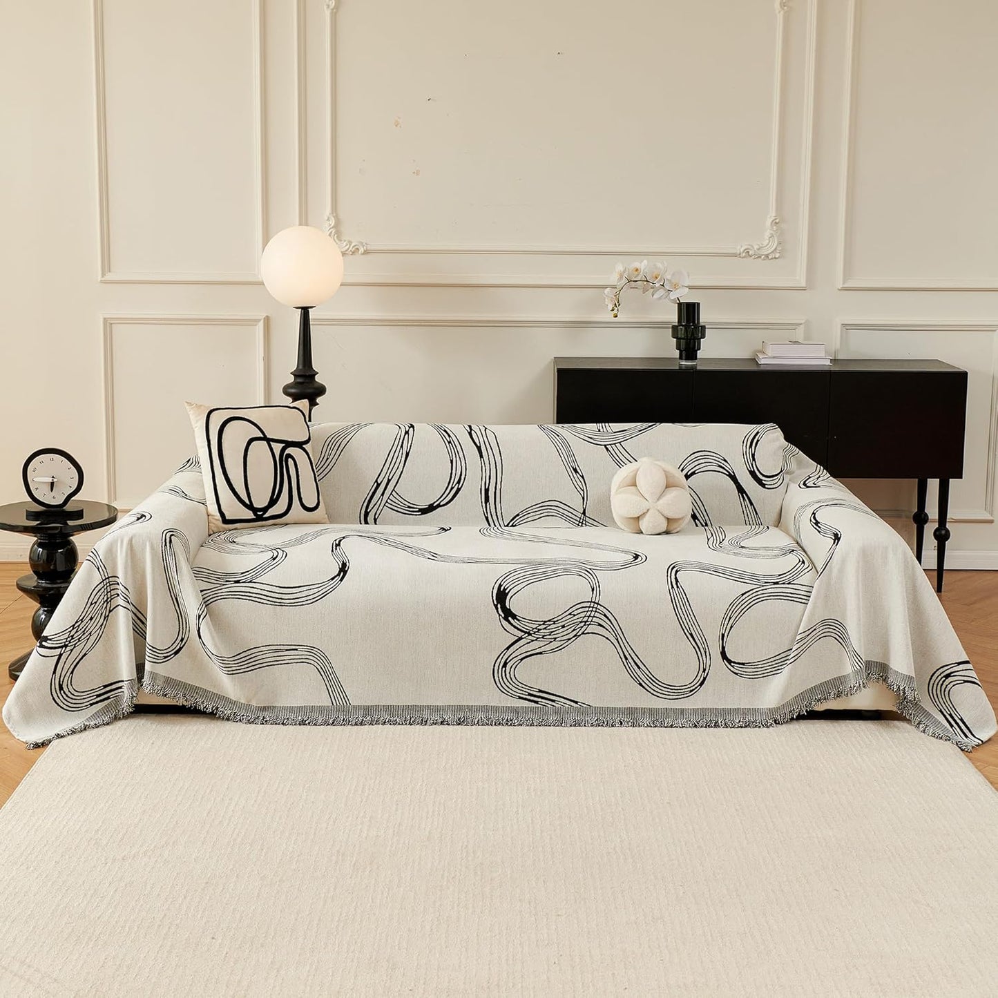 MEETSKY Boho Couch Cover for 2 Cushion Sofa, Washable Protector