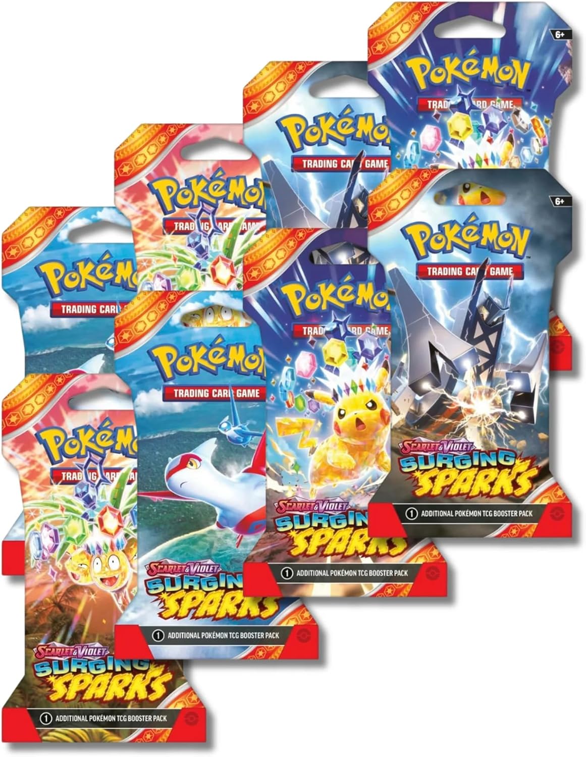 Surging Sparks Sleeved Eight Booster Packs for Pokemon Fans