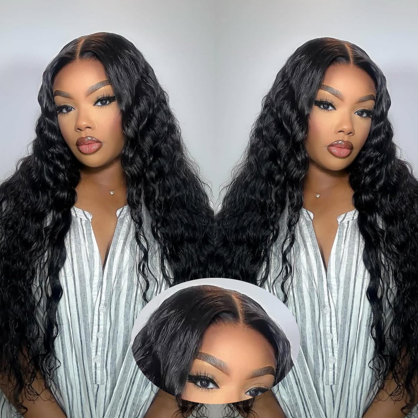 Glueless Wigs Human Hair Deep Wave Lace Front 24 Inch Style