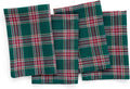 Green Tartan Linen Dinner Napkins Set of 4 - Handcrafted 20 in