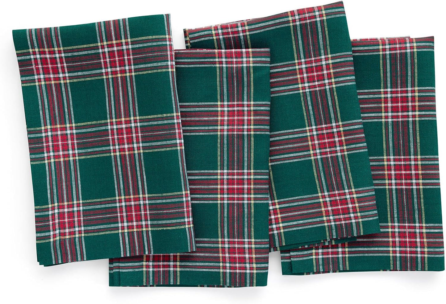 Solino Home Christmas Cloth Napkins Set of 4 - Green Tartan Plaid