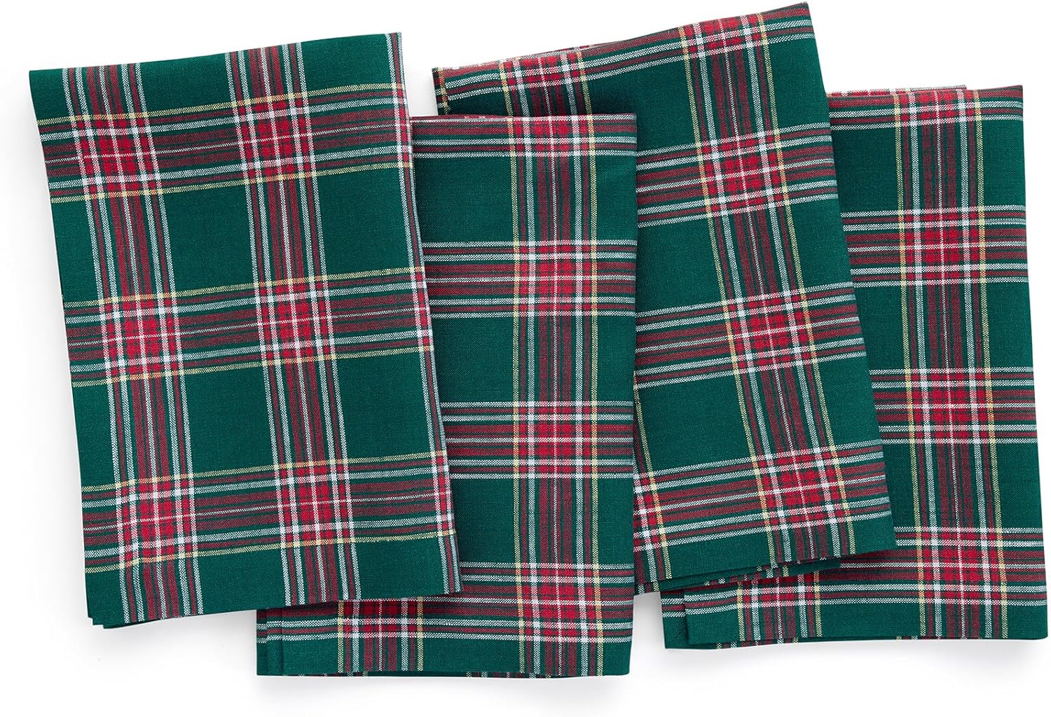 Solino Home Christmas Cloth Napkins Set of 4 - Green Tartan Plaid