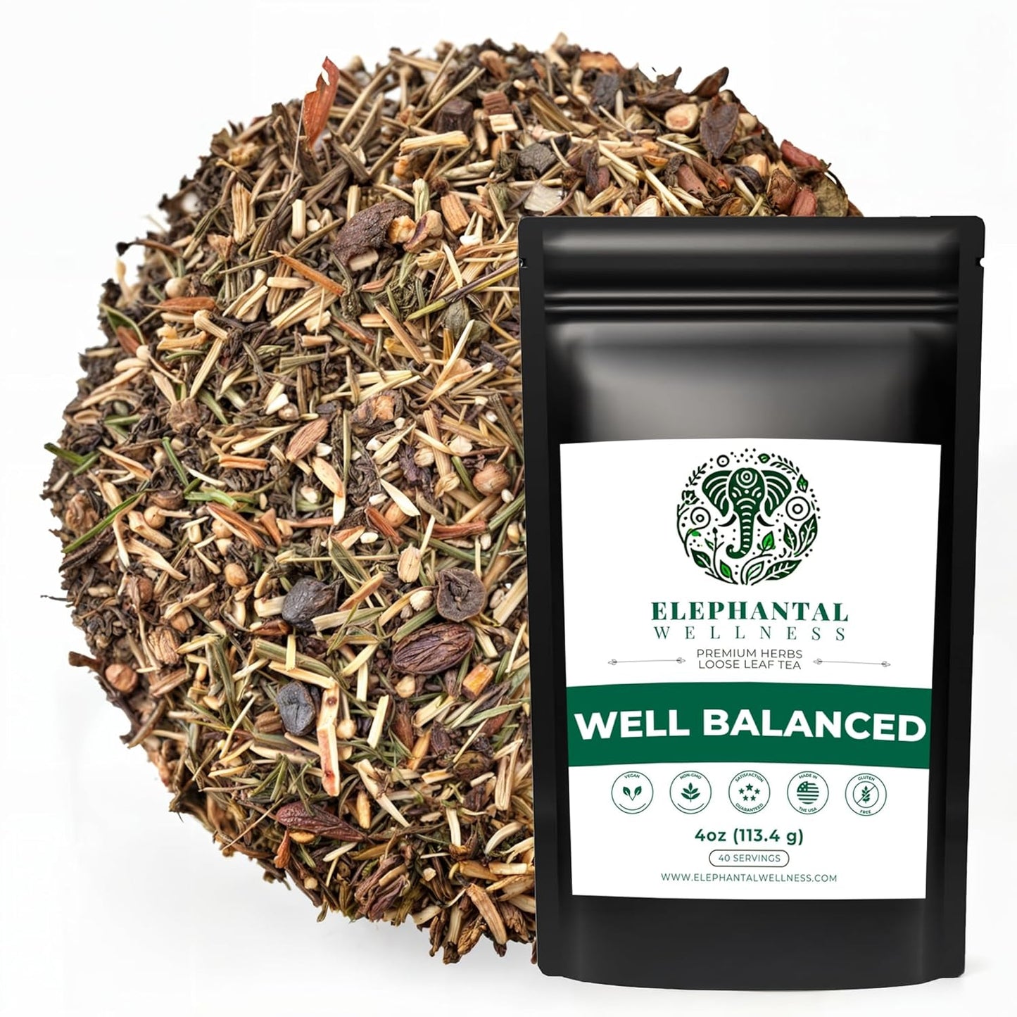 Premium Well Balanced Herbal Tea for Stress Support & Energy