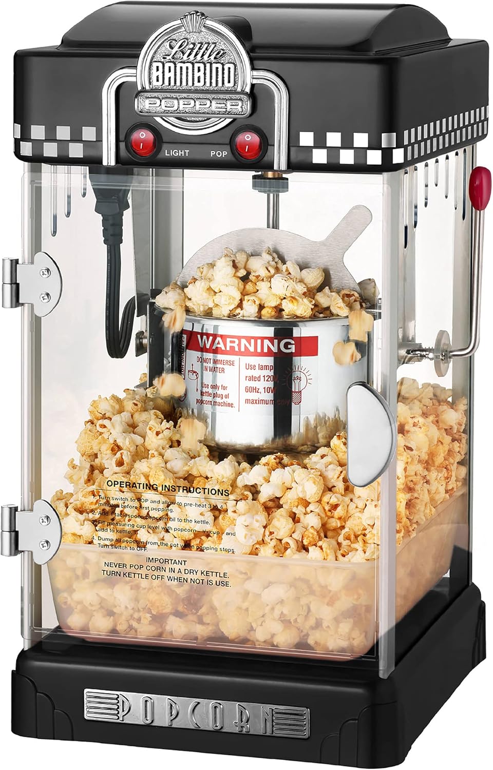 Retro Style Little Bambino Popcorn Popper - Black