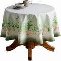 Round Cotton Tablecloth 63 in - Winter Mornings Watercolor Design