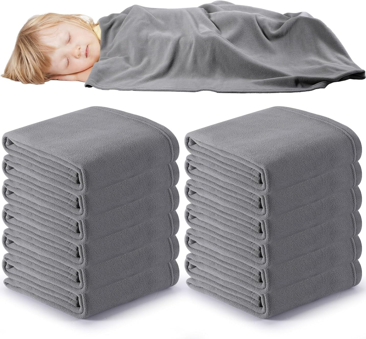 Newwiee 12 Pcs Fleece Daycare Cot Blankets for Cozy Naps