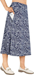 Womens Skorts Modest Knee Length Midi Skirt - Pocketed Active Wear