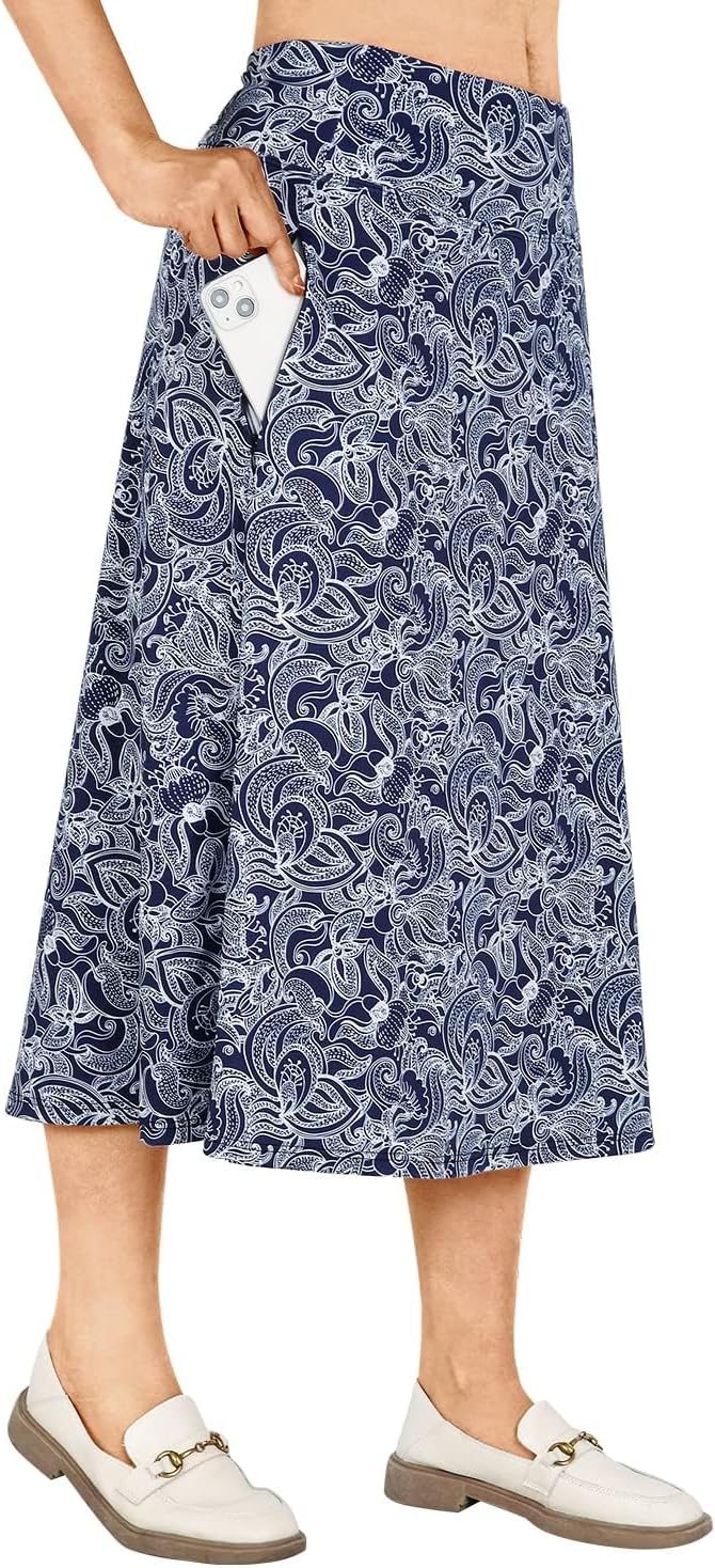 Womens Skorts Modest Knee Length Athletic Midi Active Skirt
