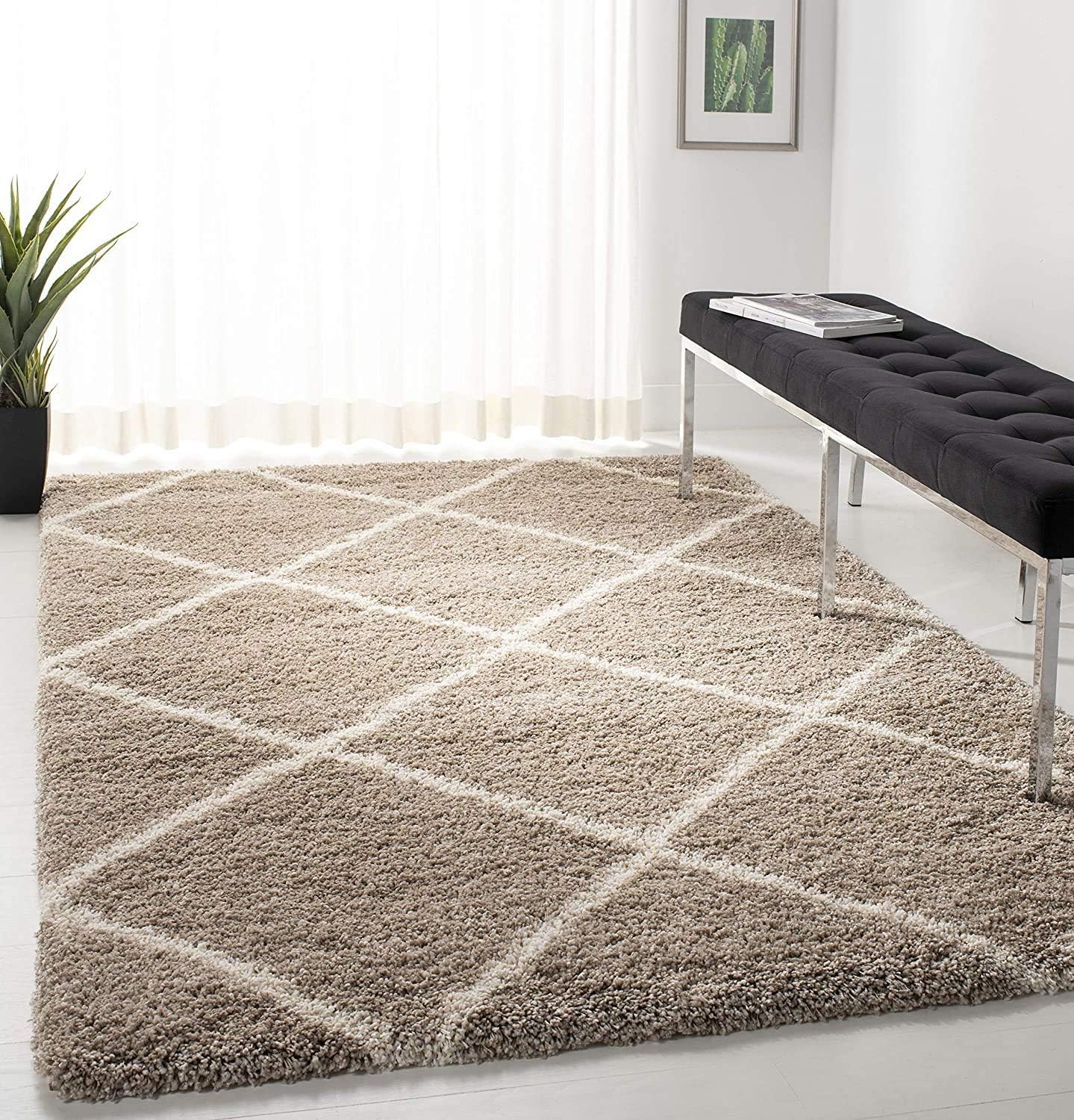 SAFAVIEH Hudson Shag Collection Accent Rug - Modern Trellis Design