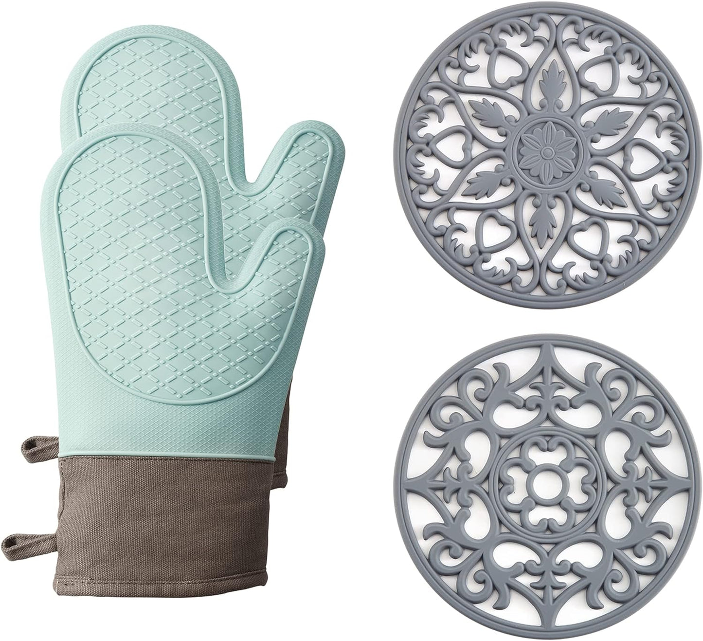Silicone Oven Mitts Set - Heat Resistant 600F
