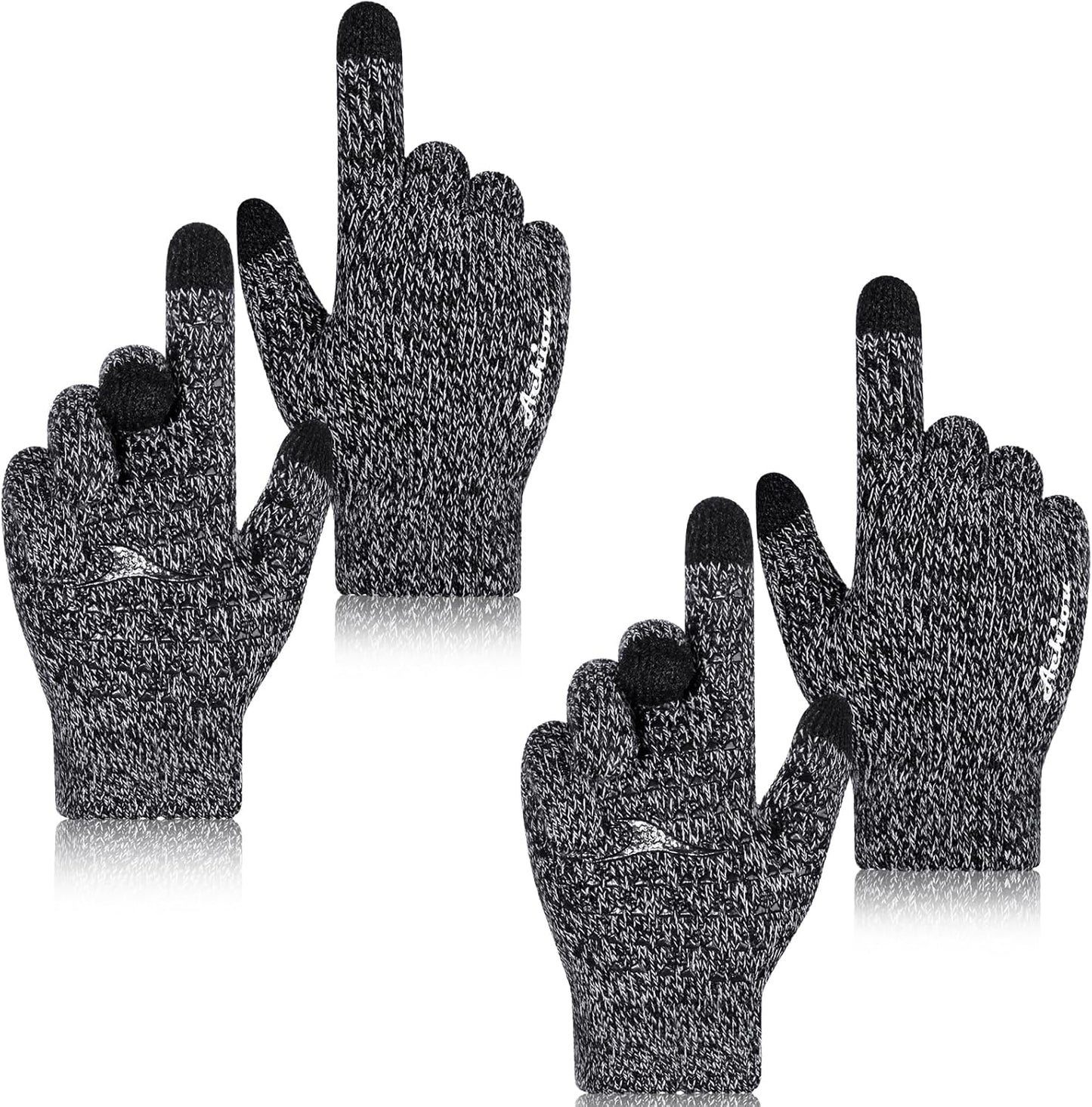 Achiou Touch Screen Winter Gloves - 2 Pairs Warm Texting Gloves