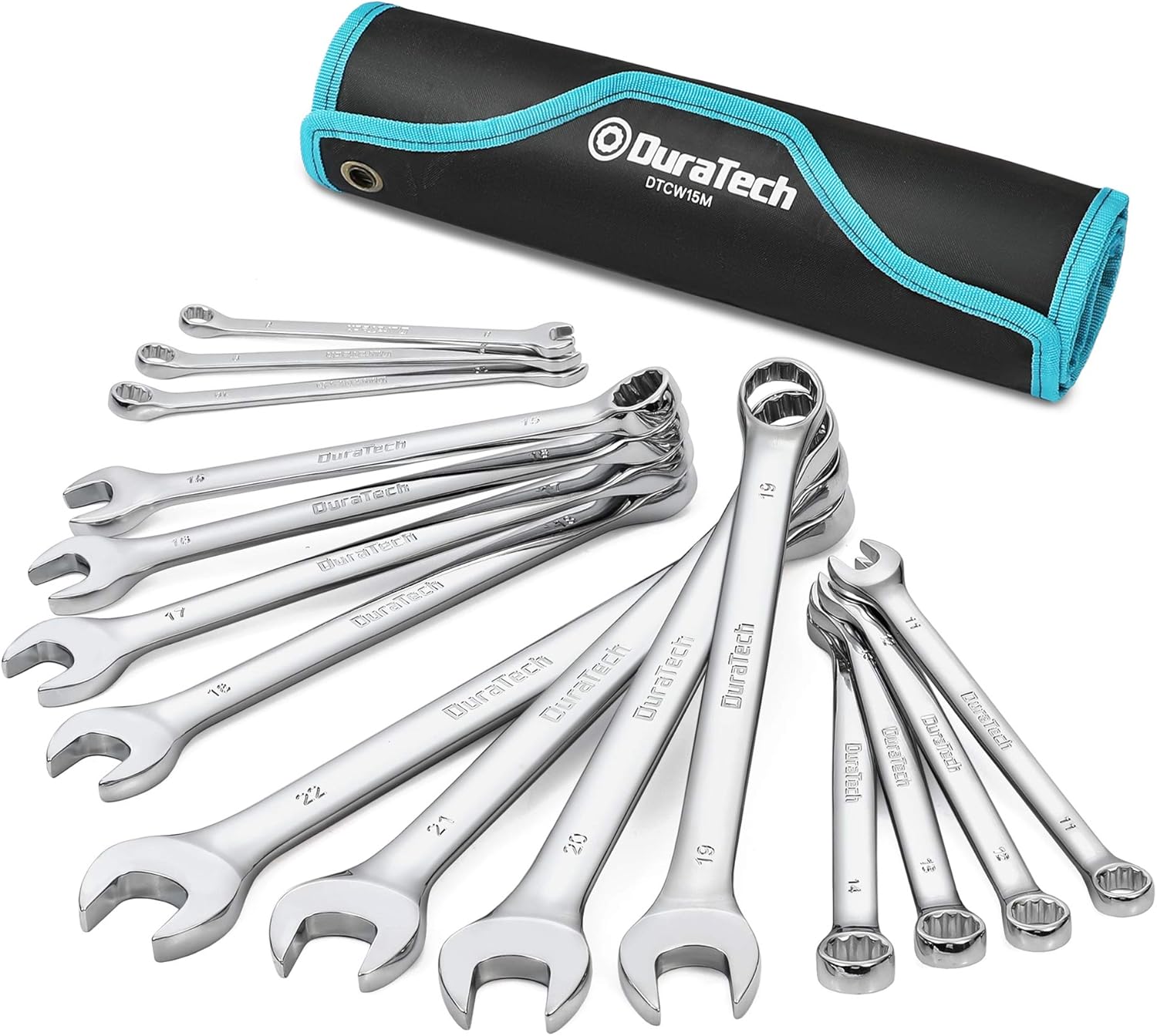 DURATECH 15-Piece Metric Combination Wrench Set for Mechanics