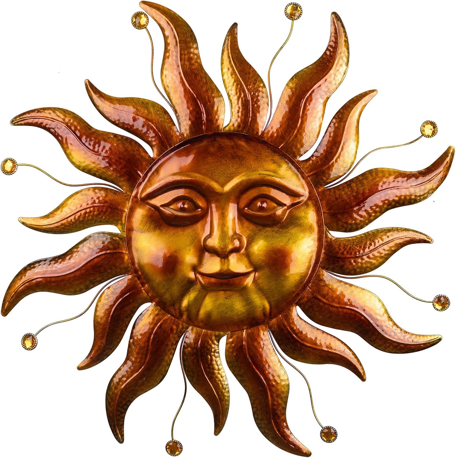 Large Gold Metal Sun Wall Art Decor for Outdoor and Indoor Spaces