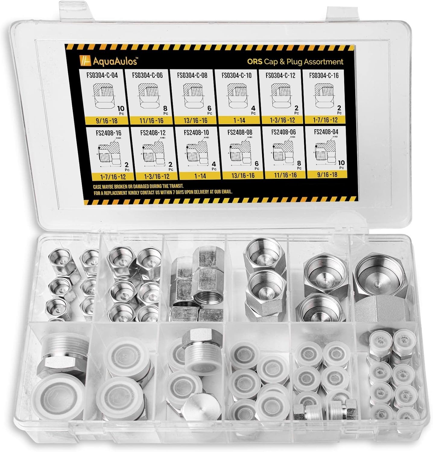 64 Pcs ORFS Cap & Plug Assortment Kit for Hydraulic Systems