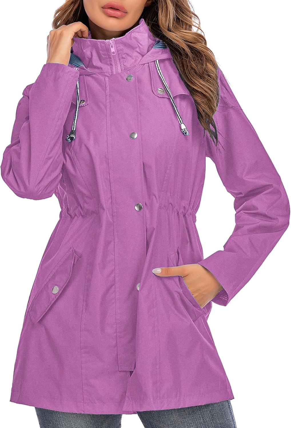 Kikibell Lightweight Waterproof Rain Jacket for Women Outdoor