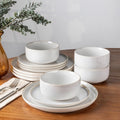 Ceramic Dinnerware Sets for 4, 12 Pieces - Handmade Star White