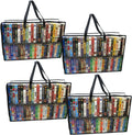VHS Tape Storage Bag 4-Pack - Clear PVC Cases Hold 200 Tapes