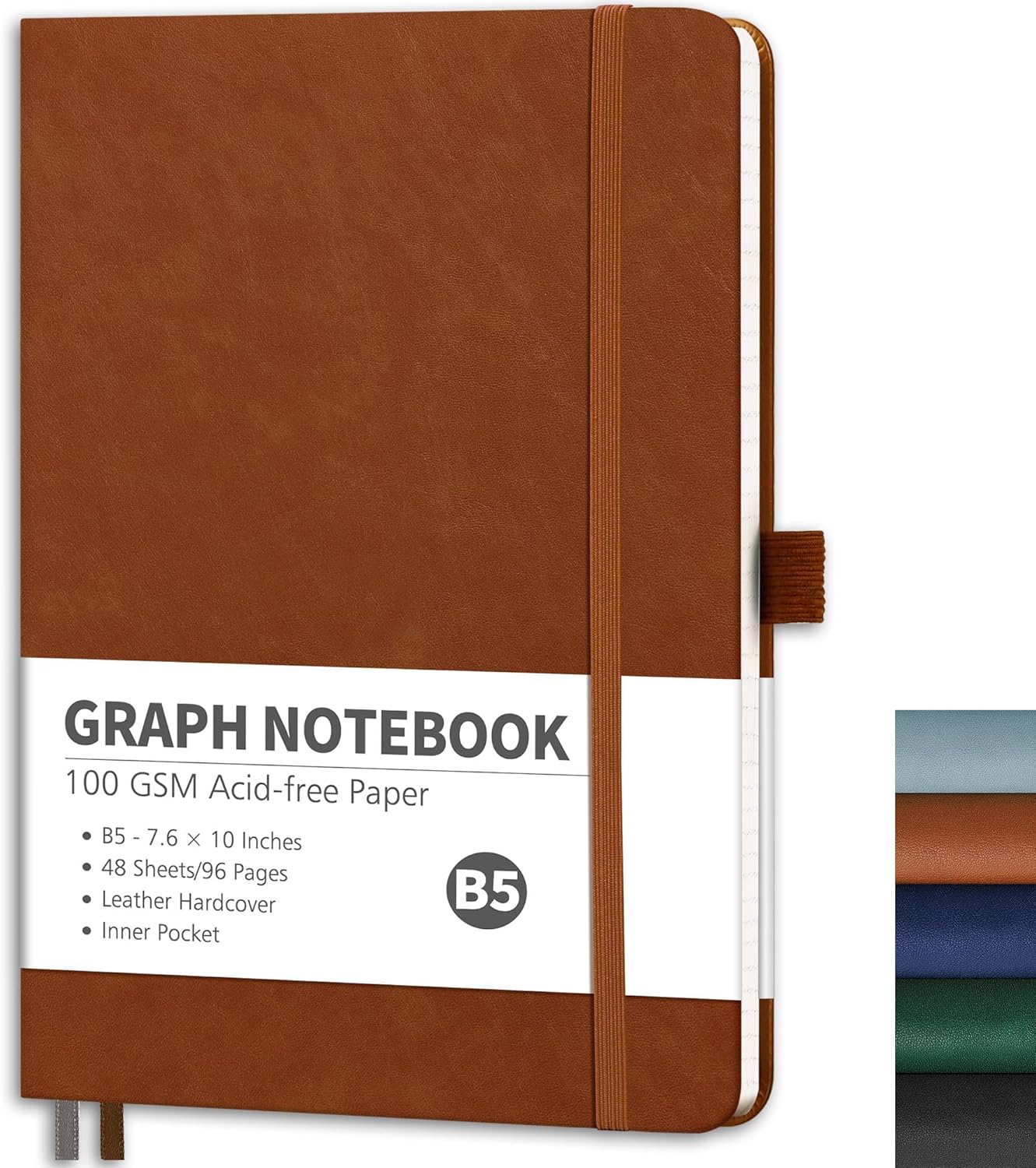 Rettacy B5 Grid Journal 100 GSM Leather - Ideal for Students