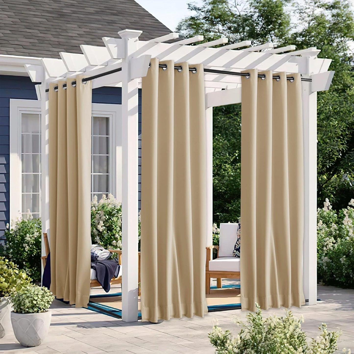 NICETOWN Outdoor Curtains for Patio Waterproof & Windproof Design