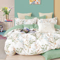 Natural Cotton Botanical Comforter Set Queen Size - Green Floral