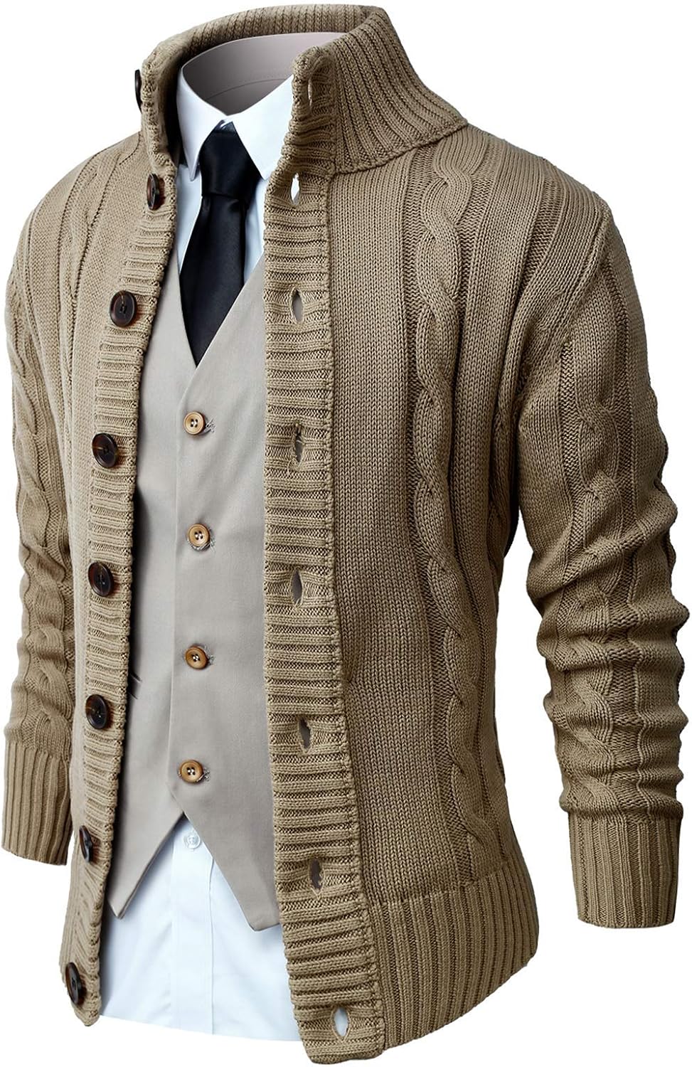 NITAGUT Mens Long Sleeve Cardigan Sweater for Stylish Comfort