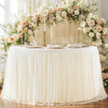 Light Champagne Tulle Tablecloth Fitted 72 in Round - Wrinkle Free